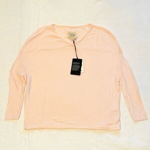 Chaser Revolve Waffle Women's Pink Long Sleeve Criss Cross Top Small